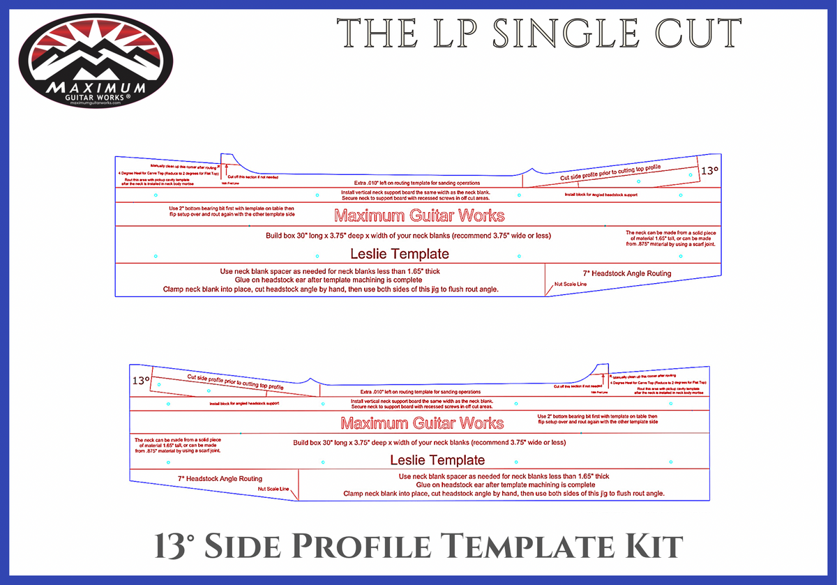 Classic LP Neck Side Profile Routing Template Sets Maximum Guitar Works
