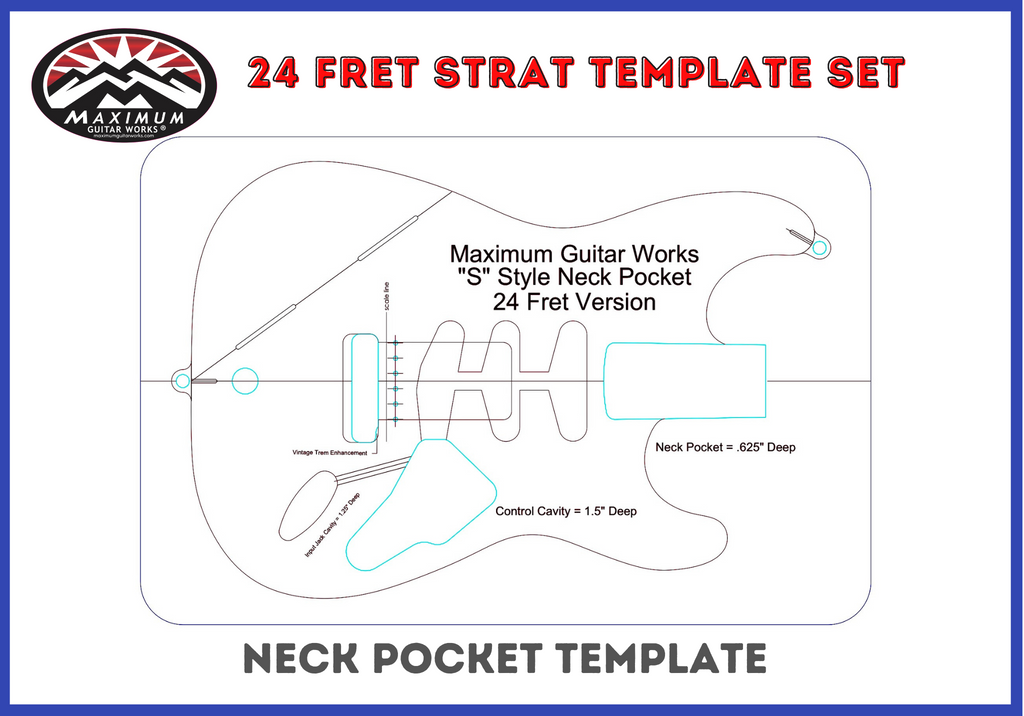 24 Fret Modern “S” Strat Template Set – Maximum Guitar Works