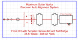 Fit-All 25.5” Scale Schaller Hannes Bridge w/ Pickups-MGW Precision Auto Align Templates