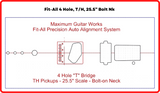 Fit-All 25.5” Scale Classic “T” Bridges w/ Pickups-MGW Precision Auto Align Templates