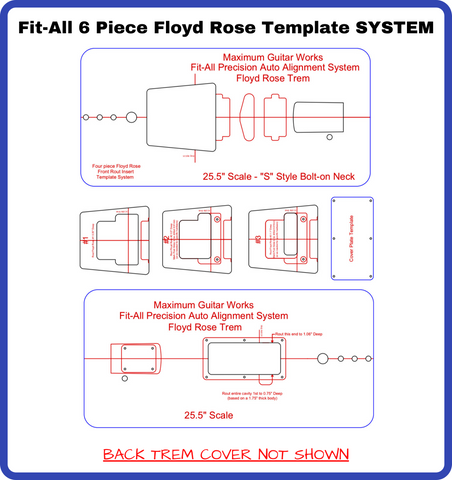 Fit-All 6 Piece Floyd Rose Routing Template SYSTEM
