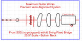 Fit-All 25.5” Scale Hipshot 41060 Fixed Bridge w/ Pickups-MGW Precision Auto Align Templates