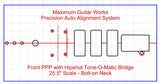 Fit-All 25.5” Scale Hipshot Tune-O-Matic w/ Pickups-MGW Precision Auto Align Templates