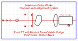 Fit-All 25.5” Scale Hipshot Tune-O-Matic w/ Pickups-MGW Precision Auto Align Templates
