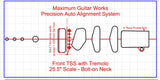 Fit-All 25.5” Scale Standard Trem Bridge w/ Pickups-MGW Precision Auto Align Templates