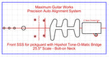 Fit-All 25.5” Scale Hipshot Tune-O-Matic w/ Pickups-MGW Precision Auto Align Templates