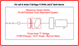 Fit-All 25.5” Scale Classic “T” Bridges w/ Pickups-MGW Precision Auto Align Templates