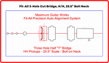 Fit-All 25.5” Scale Classic “T” Bridges w/ Pickups-MGW Precision Auto Align Templates