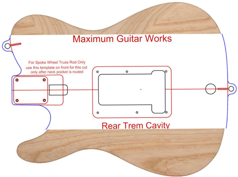 “T”- Fit Tremelo Back Routing Template (Tele Only Fit-All)