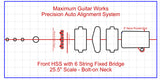 Fit-All 25.5” Scale Hipshot 41060 Fixed Bridge w/ Pickups-MGW Precision Auto Align Templates