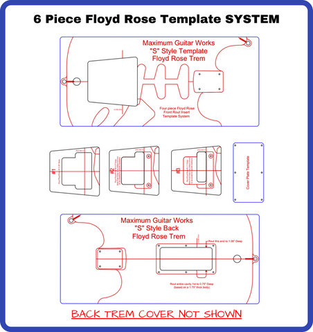 “S”- 6 Piece Floyd Rose Routing Template SYSTEM