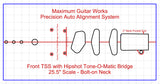Fit-All 25.5” Scale Hipshot Tune-O-Matic w/ Pickups-MGW Precision Auto Align Templates