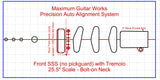 Fit-All 25.5” Scale Standard Trem Bridge w/ Pickups-MGW Precision Auto Align Templates