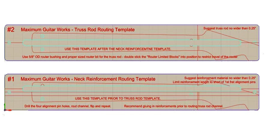 Truss Rod & Carbon Fiber Channel Routing Template Set – Maximum Guitar ...