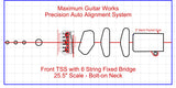 Fit-All 25.5” Scale Hipshot 41060 Fixed Bridge w/ Pickups-MGW Precision Auto Align Templates