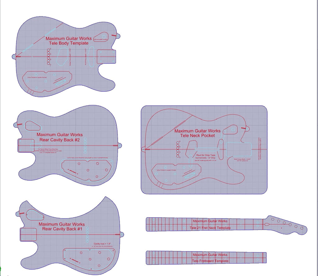 Rear Routed Telecaster Rear Rout Mr “T” -MGW Acrylic Template System – Maximum Guitar Works