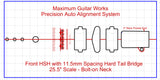Fit-All 25.5” Scale 11.5mm Hardtail w/ Pickups-MGW Precision Auto Align Templates