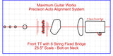 Fit-All 25.5” Scale Hipshot 41060 Fixed Bridge w/ Pickups-MGW Precision Auto Align Templates
