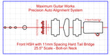Fit-All 25.5” Scale 11mm (Fender & Hipshot 41200) Hardtail w/ Pickups-MGW Precision Auto Align Templates
