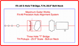 Fit-All 25.5” Scale Classic “T” Bridges w/ Pickups-MGW Precision Auto Align Templates