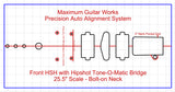 Fit-All 25.5” Scale Hipshot Tune-O-Matic w/ Pickups-MGW Precision Auto Align Templates