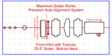 Fit-All 25.5” Scale Standard Trem Bridge w/ Pickups-MGW Precision Auto Align Templates