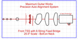 Fit-All 25.5” Scale Hipshot 41060 Fixed Bridge w/ Pickups-MGW Precision Auto Align Templates