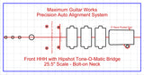 Fit-All 25.5” Scale Hipshot Tune-O-Matic w/ Pickups-MGW Precision Auto Align Templates