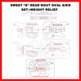 WEIGHT RELIEVED SETS EMG-Jaguar-Oval Sweet “S” Rear Rout S/S/S, H/S/H, H/S/S -MGW Acrylic Template System -