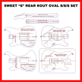 Sweet “S” Rear Rout, EMG - Jaguar Oval P/U Rout , S/S/S, H/S/H, H/S/S -MGW Acrylic Template System -